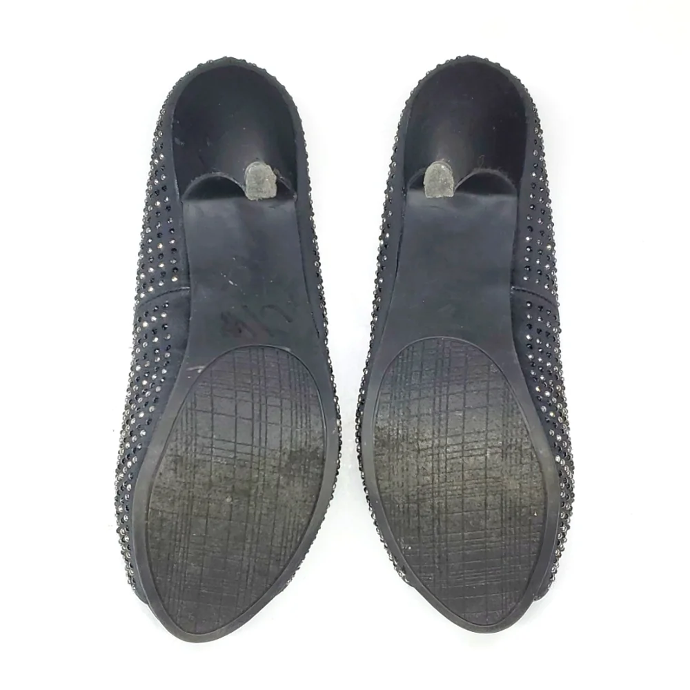 Rampage Black Silver Bling Peep Toe Pump 8
